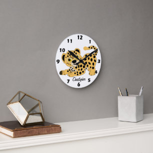 Reloj Redondo Mediano Diseño de Leopardo Personalizado