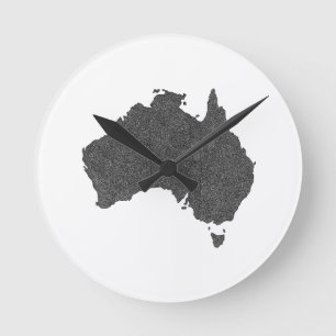 Reloj Redondo Mediano Diseño de mapas de Australia con fronteras ocultas