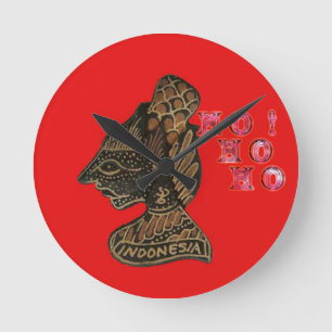 Reloj Redondo Mediano Diseño de marioneta en la sombra indonesia Hohoho