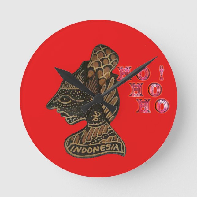 Reloj Redondo Mediano Diseño de marioneta en la sombra indonesia Hohoho  (Anverso)