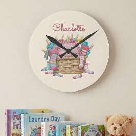 Reloj Redondo Mediano Diseño de monstruo de calcetín esponjoso rosa lind