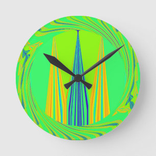 Reloj Redondo Mediano Diseño de neón geométrico Edgy