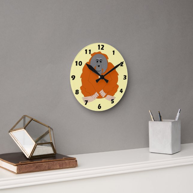 Reloj Redondo Mediano Diseño de orangután (Oficina)