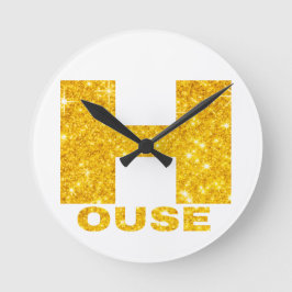 RELOJ REDONDO MEDIANO DISEÑO DE ORO Y BRILLO DE CASA #2