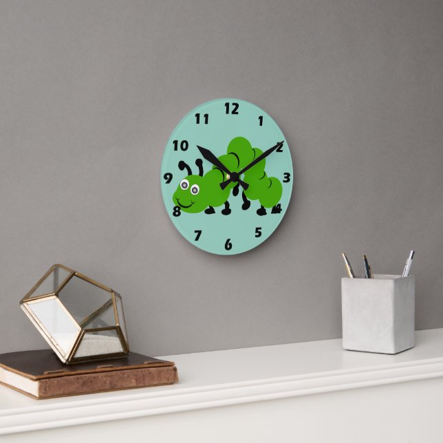 Reloj Redondo Mediano Diseño de oruga (Oficina)