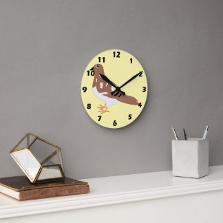 Reloj Redondo Mediano Diseño de paloma marrón