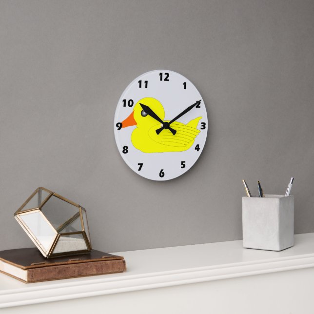 Reloj Redondo Mediano Diseño de Pato Amarillo (Oficina)