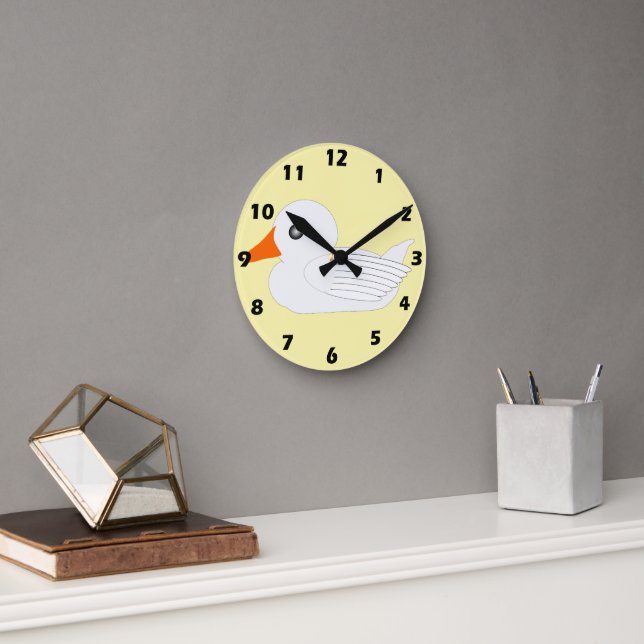 Reloj Redondo Mediano Diseño de pato blanco (Oficina)