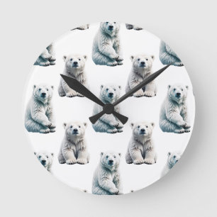 Reloj Redondo Mediano Diseño de patrón de animal de oso polar