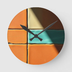 Reloj Redondo Mediano Diseño de patrón de baldosas geométricas modernas