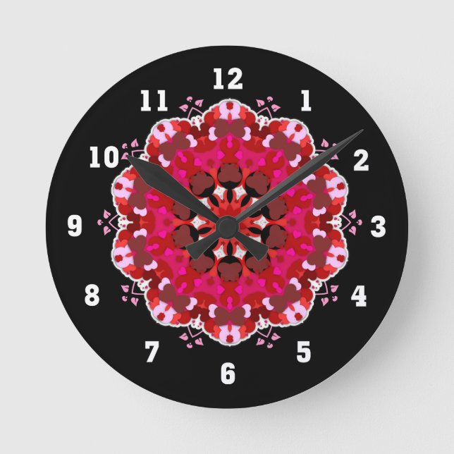Reloj Redondo Mediano Diseño de patrón de Kaleidoscope (Anverso)