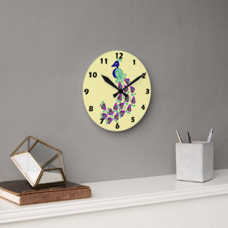 Reloj Redondo Mediano Diseño de pavo real