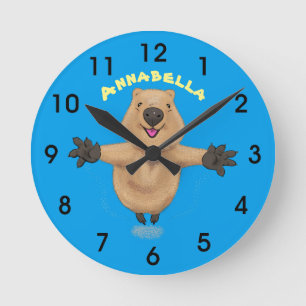 Reloj Redondo Mediano Diseño de personalizados de quokka saltando feliz
