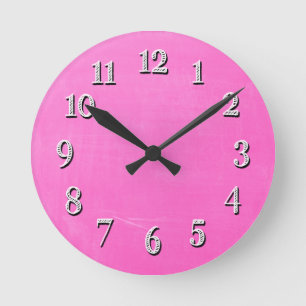 Reloj Redondo Mediano Diseño de pizarra rosa