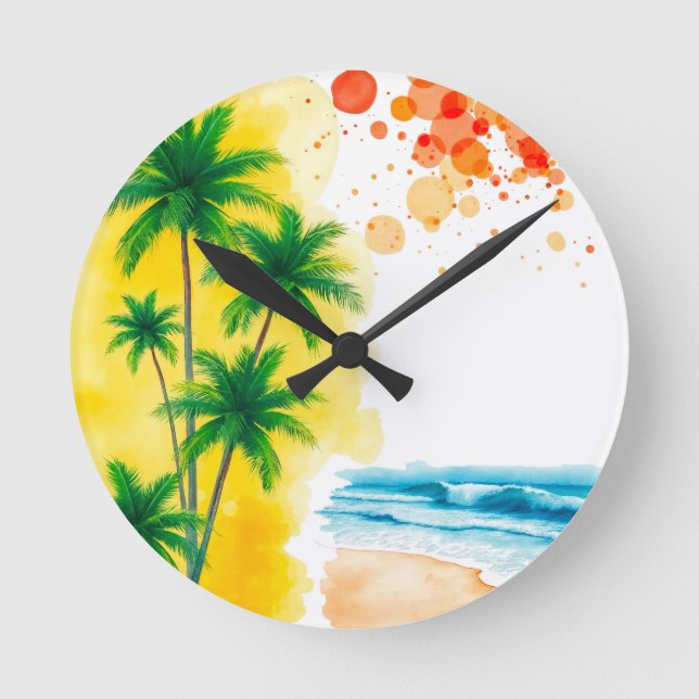 Reloj Redondo Mediano diseño de playa “Verano” (Anverso)