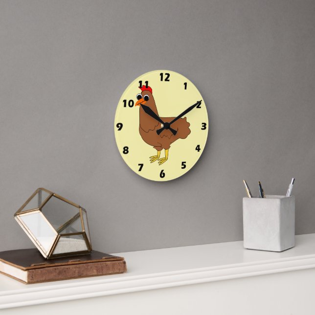 Reloj Redondo Mediano Diseño de Pollo (Oficina)