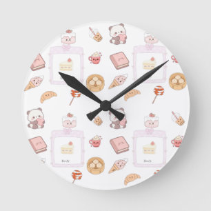 Reloj Redondo Mediano Diseño de postre dulce kawaii rosa lindo