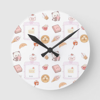 Reloj Redondo Mediano Diseño de postre dulce kawaii rosa lindo