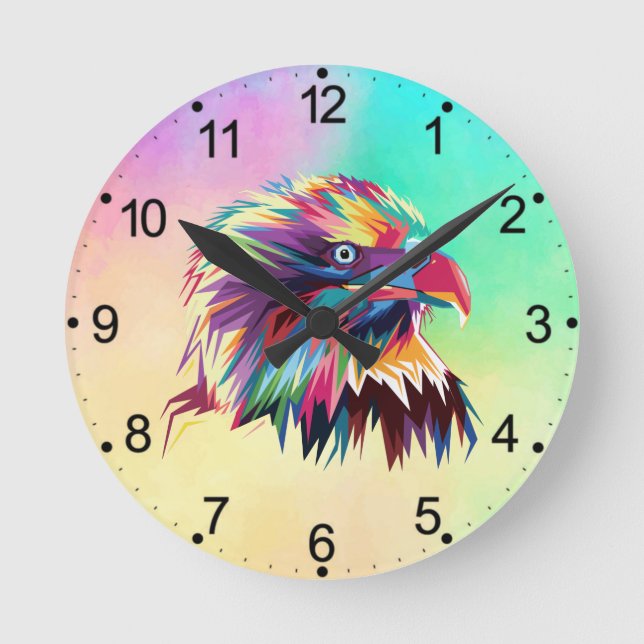 Reloj Redondo Mediano Diseño de Prismático Geométrico de Águila Calva-80 (Anverso)