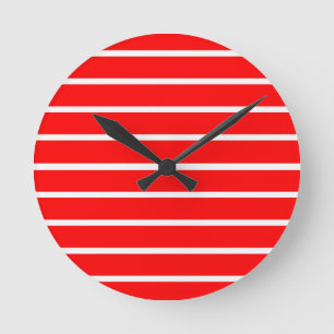 Reloj Redondo Mediano Diseño de rayas rojas y blancas