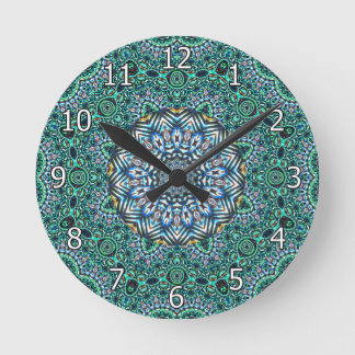 Reloj Redondo Mediano Diseño de Reflexiones Mosaicas Kaleidoscópicas Tur
