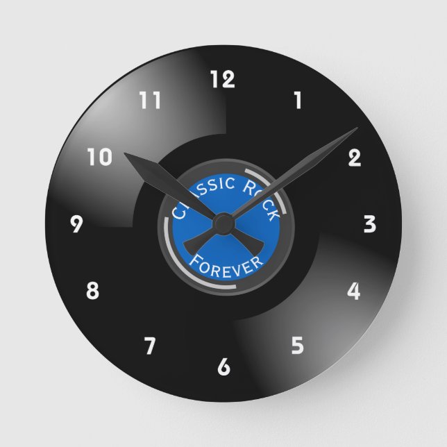 Reloj Redondo Mediano Diseño de registros de vinilo (Anverso)