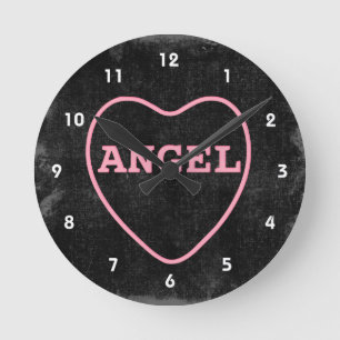 Reloj Redondo Mediano Diseño de San Valentín de Candy Angel Rosa
