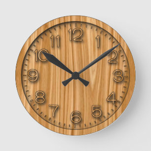 Reloj Redondo Mediano Diseño de superficie de textura de madera-35456