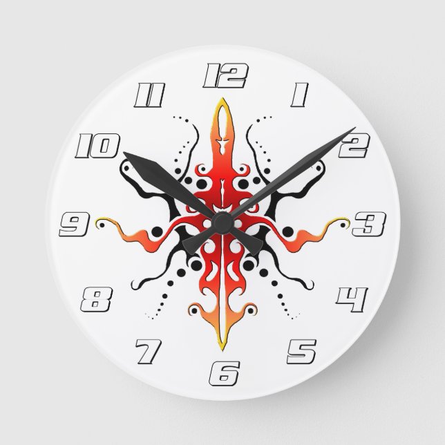 Reloj Redondo Mediano Diseño de tatuaje tribal de máscara abstracta - ro (Anverso)