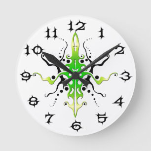 Reloj Redondo Mediano Diseño de tatuaje tribal de mascara abstracta - ve