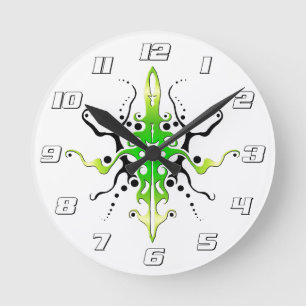 Reloj Redondo Mediano Diseño de tatuaje tribal de mascara abstracta - ve