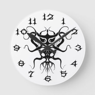 Reloj Redondo Mediano Diseño de tatuajes tribales de especies exóticas -