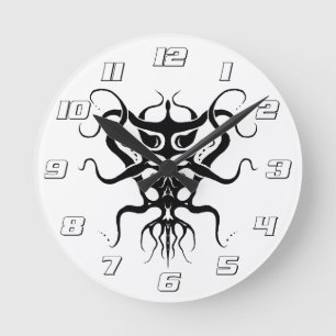 Reloj Redondo Mediano Diseño de tatuajes tribales de especies exóticas -