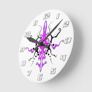 Reloj Redondo Mediano Diseño de tatuajes tribales de mascarilla abstract