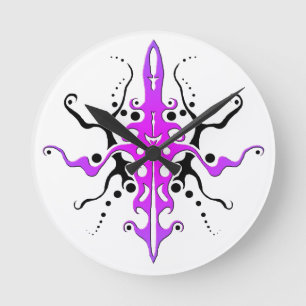 Reloj Redondo Mediano Diseño de tatuajes tribales de mascarilla abstract