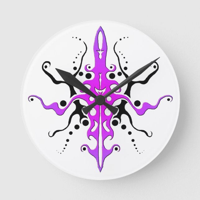 Reloj Redondo Mediano Diseño de tatuajes tribales de mascarilla abstract (Anverso)