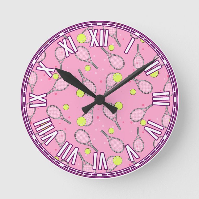 Reloj Redondo Mediano Diseño de tenis (Anverso)