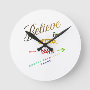 Reloj Redondo Mediano Diseño de texto minimalista moderno motivacional
