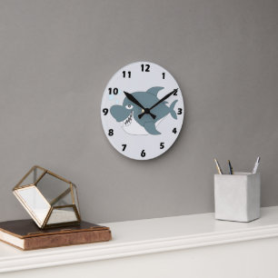 Reloj Redondo Mediano Diseño de tiburón
