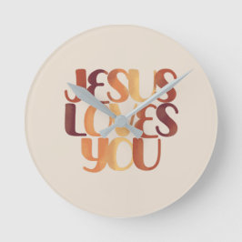 Reloj Redondo Mediano Diseño de tipografía cristiana que Jesús ama 