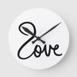 Reloj Redondo Mediano Diseño de tipografía de la palabra "amor" minimali