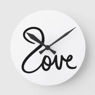 Reloj Redondo Mediano Diseño de tipografía de la palabra "amor" minimali
