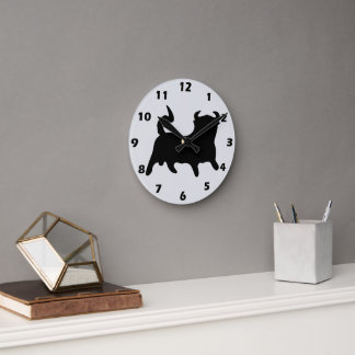 Reloj Redondo Mediano Diseño de Toro Negro