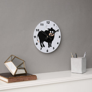 Reloj Redondo Mediano Diseño de toro negro