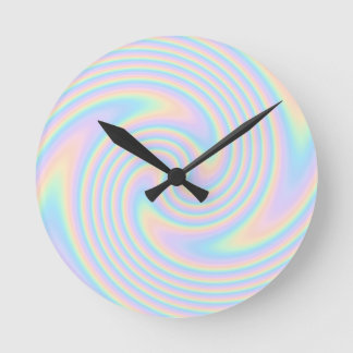 Reloj Redondo Mediano Diseño De Torsión De Swirl Pastel.