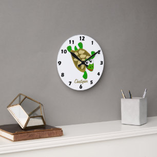 Reloj Redondo Mediano Diseño de Tortuga Personalizado