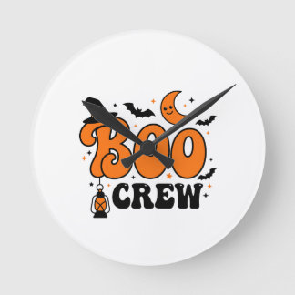 Reloj Redondo Mediano Diseño de tripulación Boo Retro Lindo Halloween Es