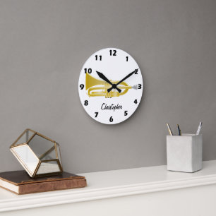 Reloj Redondo Mediano Diseño de Trompeta Personalizado