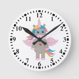 Reloj Redondo Mediano Diseño de unicornio arco iris