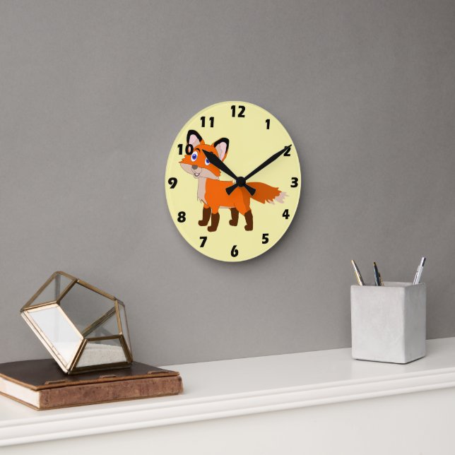 Reloj Redondo Mediano Diseño de zorro (Oficina)